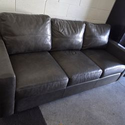 Gray Leather Couch 