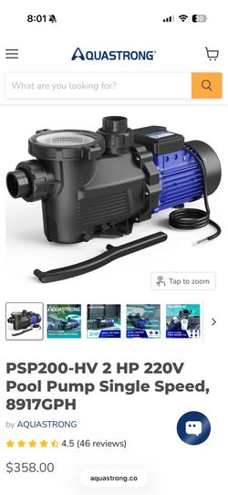 Brand New Aquastrong PSP200-HV 2 HP 220V Pool Pump Single Speed