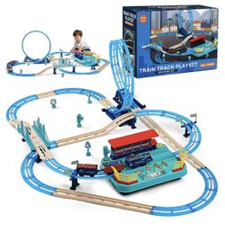 LWBDD Train Set for Kids Ages 4-8, Electric Toy Train Sets for 3+ Year Old Toddlers Boys Girls