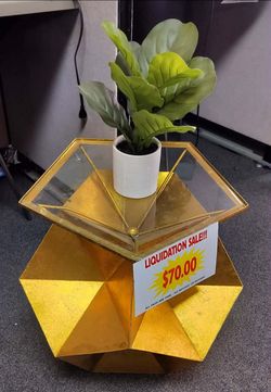 Abstract Golden Side Table