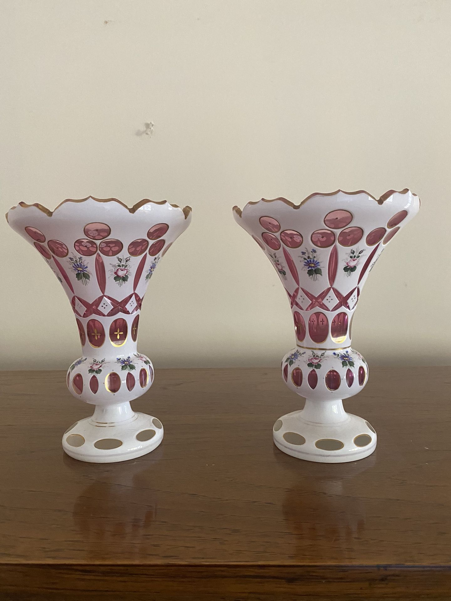 Antique Bohemian Glass Vases