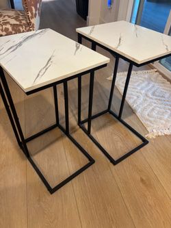 2 Faux Marble Top Side Tables