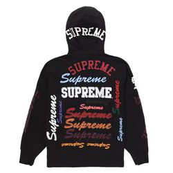 Black Supreme Multi Logo Hooded Sweatshirt Large