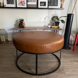 Faux Leather Ottoman 