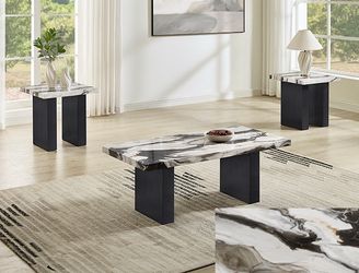 3pc Table Set Faux Marble top