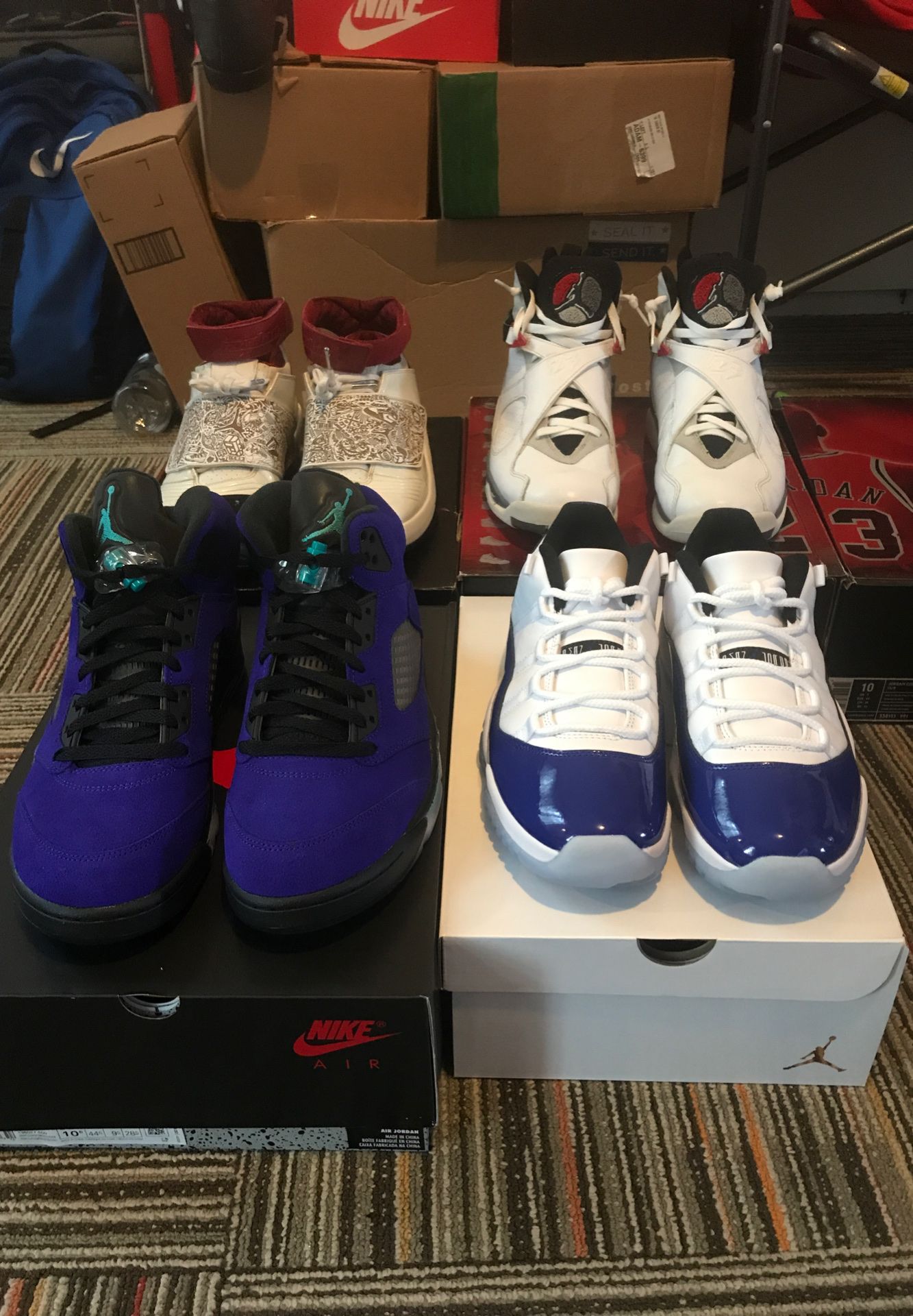 Jordan 5 , Jordan 11 , Jordan 8 , Jordan 20, Jordan 1 Mid