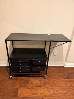 Nail Supplies & Black Rolling Storage Cart with Drawers