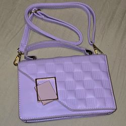 Y2K-Style Small Pastel Lavender Quilted Handbag