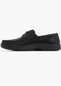 Sperry Top-Sider Men’s Black Leather Lace-Up Boat Shoes 8.5