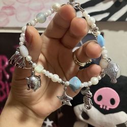 $13.00 (NOT FREE) summer shimmery pearl mermaid ocean charm bracelet