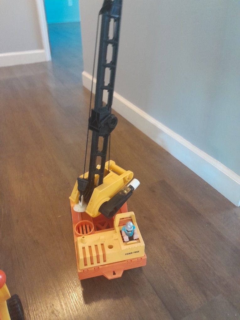 Vintage Fisher Price #314 Huskey Helpers Boom Crane Truck