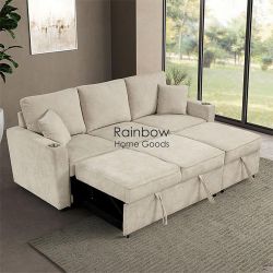 Sleeper Pull Out Sofa Bed Sectional Couch with Cup Holder