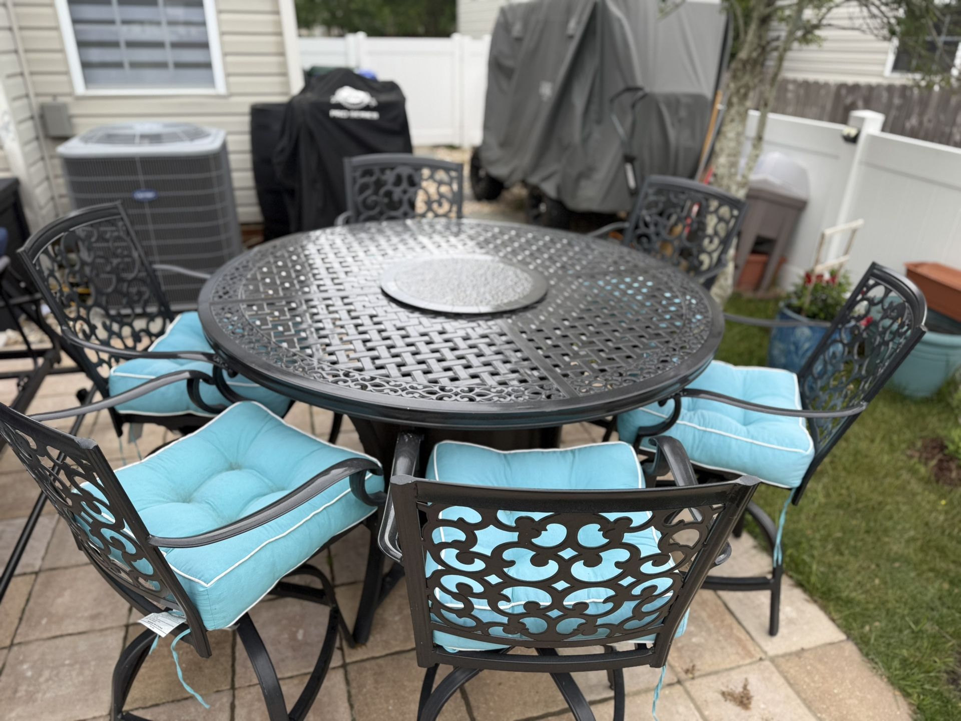 60” Dining Table With Fire Pit 
