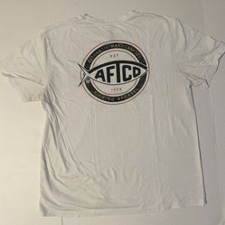 AFTCO Men Fishing White Short Sleeve Tee with chest pocket