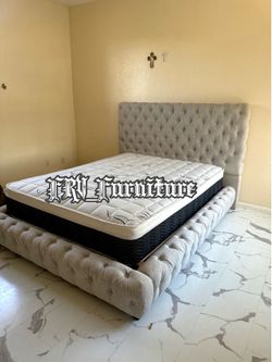 NEW QUEEN BED WITH MATTRESS