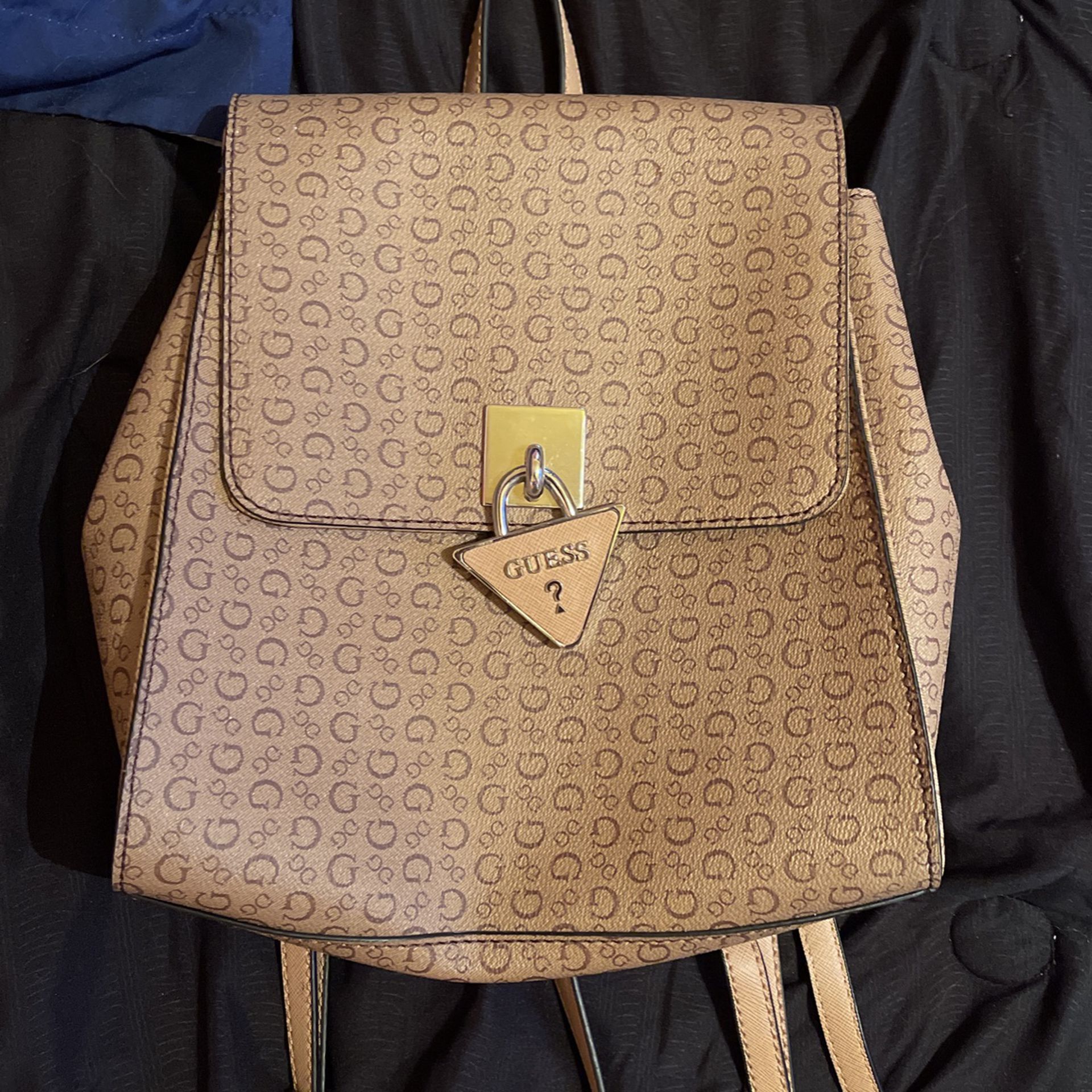 Nude/Beige Guess Leather Backpack 