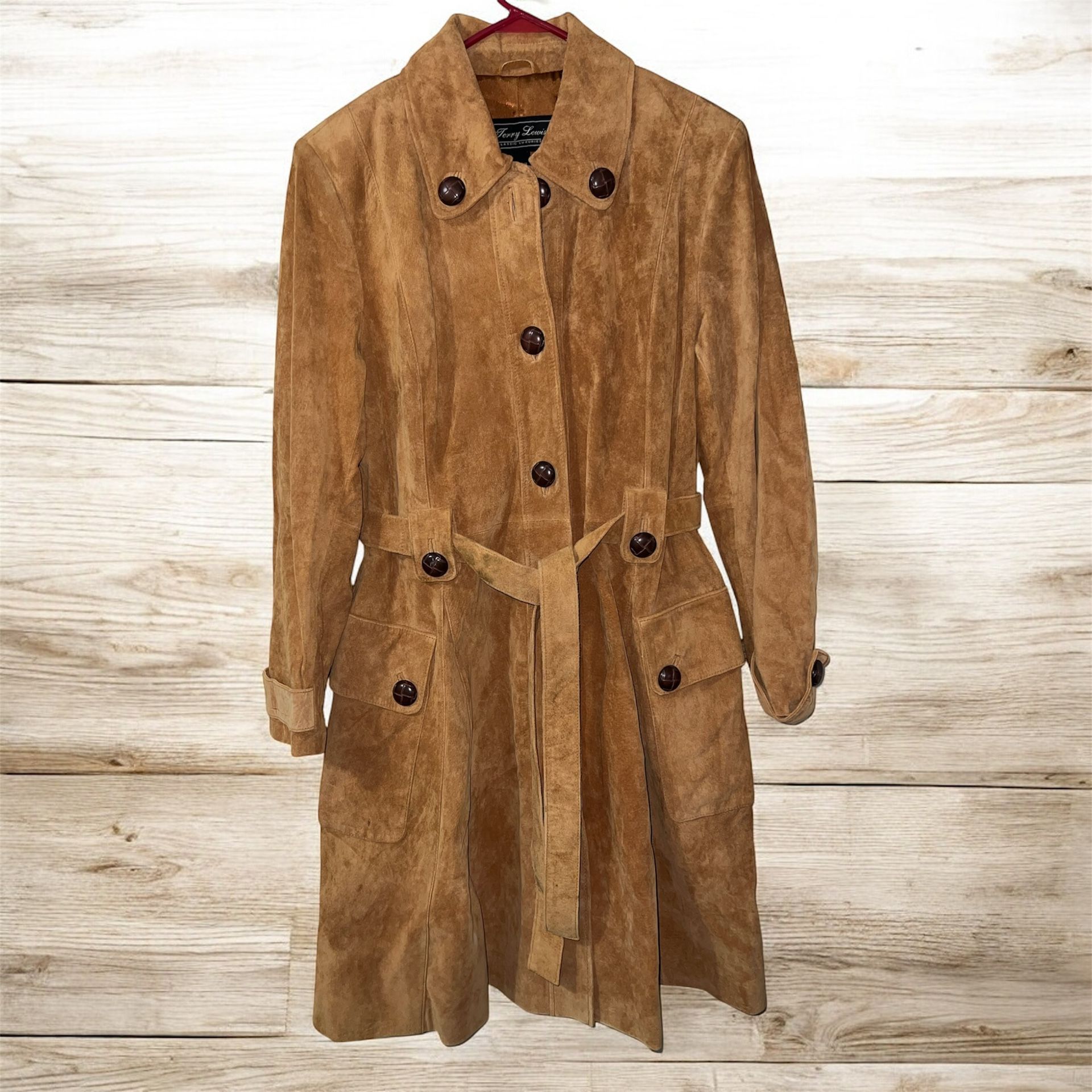 Terry Lewis Classic Luxuries suede leather trench coat