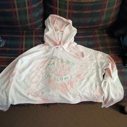 Women's NWT Pura Vida Live Slow Sloth Tie Dye Crop Hoodie Size M