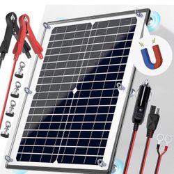 Solar Panel Kit 12V 20W Magnetic + MPPT Charge Controller Waterproof Solar Battery Charge Maintainer Solar Trickle Charger Alligator Clip for Car Boa
