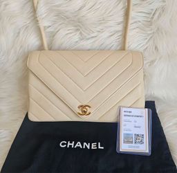 Chanel Beige Chevron Envelope Flap Bag