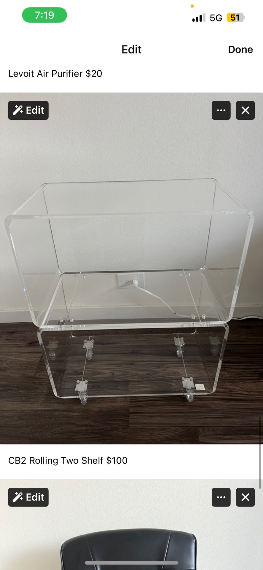 CB2 Rolling Two Shelf
