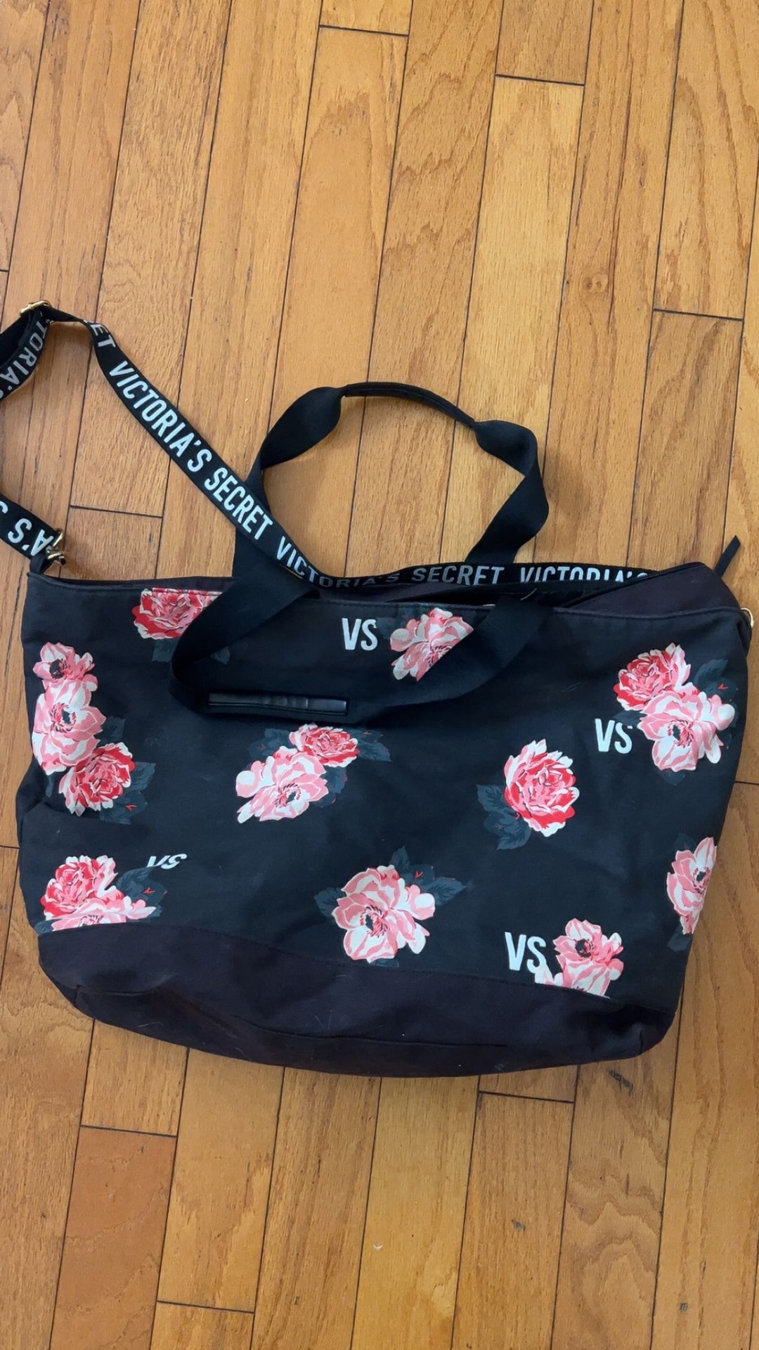 Victoria’s Secret Floral Tote Bag Large Canvas Weekender Bag