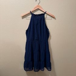 Women’s Small Trixxi Navy Blue Polka Dot Textured Sleeveless Mini Dress