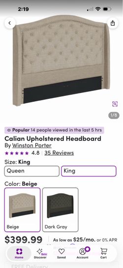 Upholstered headboard for Queen bed