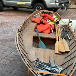 Hand Built Mahogany Lap Sided Row Boat  With Trailer, Pink In Hand