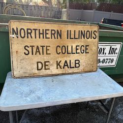 Antique 42”X24” Northern IllinoisvUniversity Porcelain State Land Marker Artifact