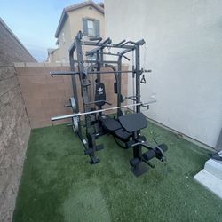 Vesta Fitness Smith Machine 1001 w/Bench Attachment | 245lb Cast Iron Olympic Weights | 7ft Olympic Bar | Fitness | Gym Equipment | FREE DELIVERY 🚚 