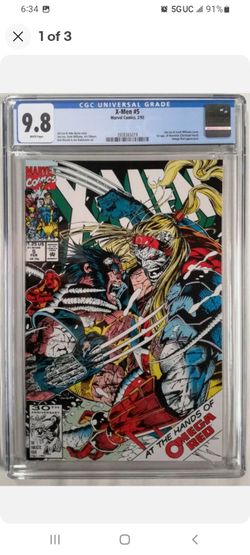 🔥X-MEN #5 CGC 9.8 MARVEL COMICS 1992 JIM LEE OMEGA RED WOLVERINE CLASSIC COVER