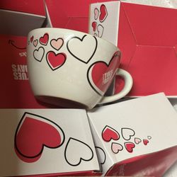  10 For 5$ Bone China Mug, White with Hearts