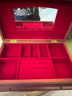 Wooden Painted Jewelry Box with Mirror
