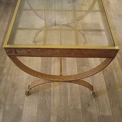 Egyptian style table with clear tempered glass