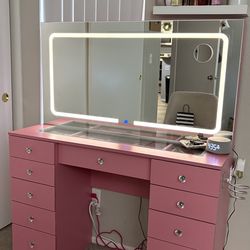 Pink vanity