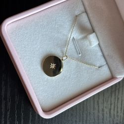 14k real gold starburst necklace w/ pendant 