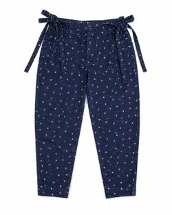 Something Navy Sydney Side Tie Floral High Rise Ankle Pants Navy NWT Size 6