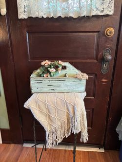 Rustic Distressed Wood Planter Box with Faux Flowers