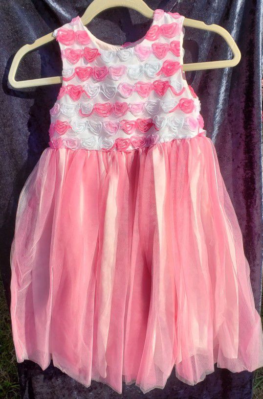 Pink Tulle Heart Dress.  Girls Sz 6x. 