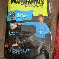Ninjamas Nighttime Underwear, L (64-95+ lbs), Jumbo Pack 11 underwear