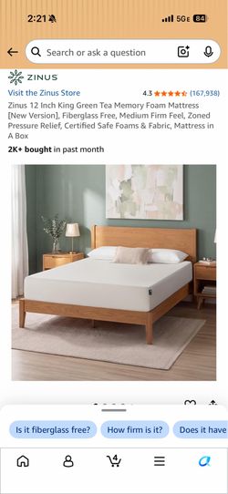 Zinus green tea king size mattress