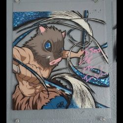 Autographed Inosuke Glass Painting 