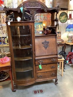 Victorian Secretary desk China cabinet