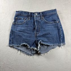 Levi's 501 Shorts Women's Size 26 Blue High Waist Distressed Festival Y2K #562