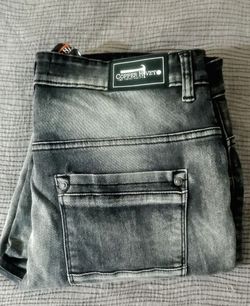 Copper rivet washed denim jeans