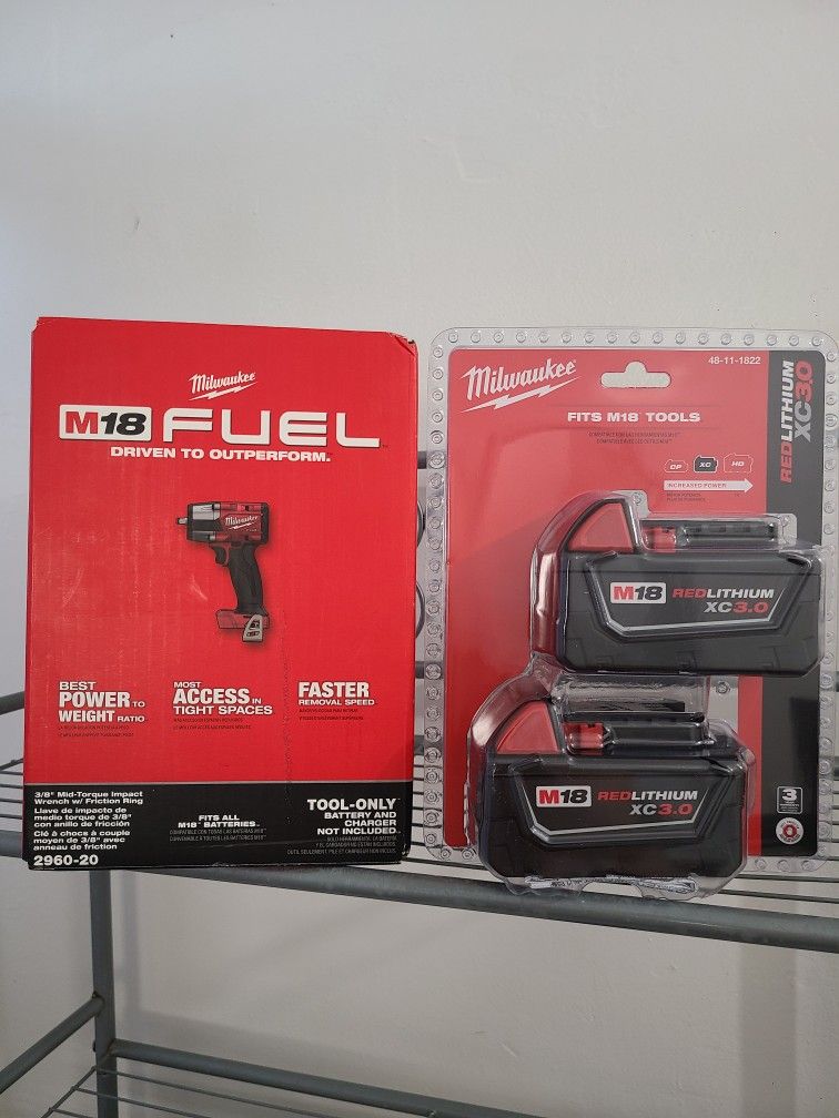 MILWAUKEE M18 FUEL GEN2 3/8" MID-TORQUE AND 2 XC3.0 BATTERIES! BRAND NEW SEALED💯! $240 FIRM👈