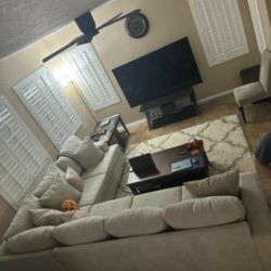 Beige Sectional Couch Sofa Living Spaces Bonaterra Sand