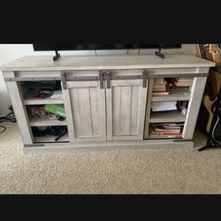 Farmhouse Style 60” TV Stand With Sliding Doors
