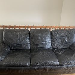 2 Black Leather Couches 